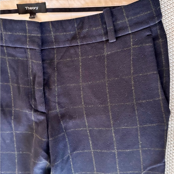THEORY Navy Blue Checkered Straight Leg Slacks Women’s Pants Trousers - Picture 5 of 13